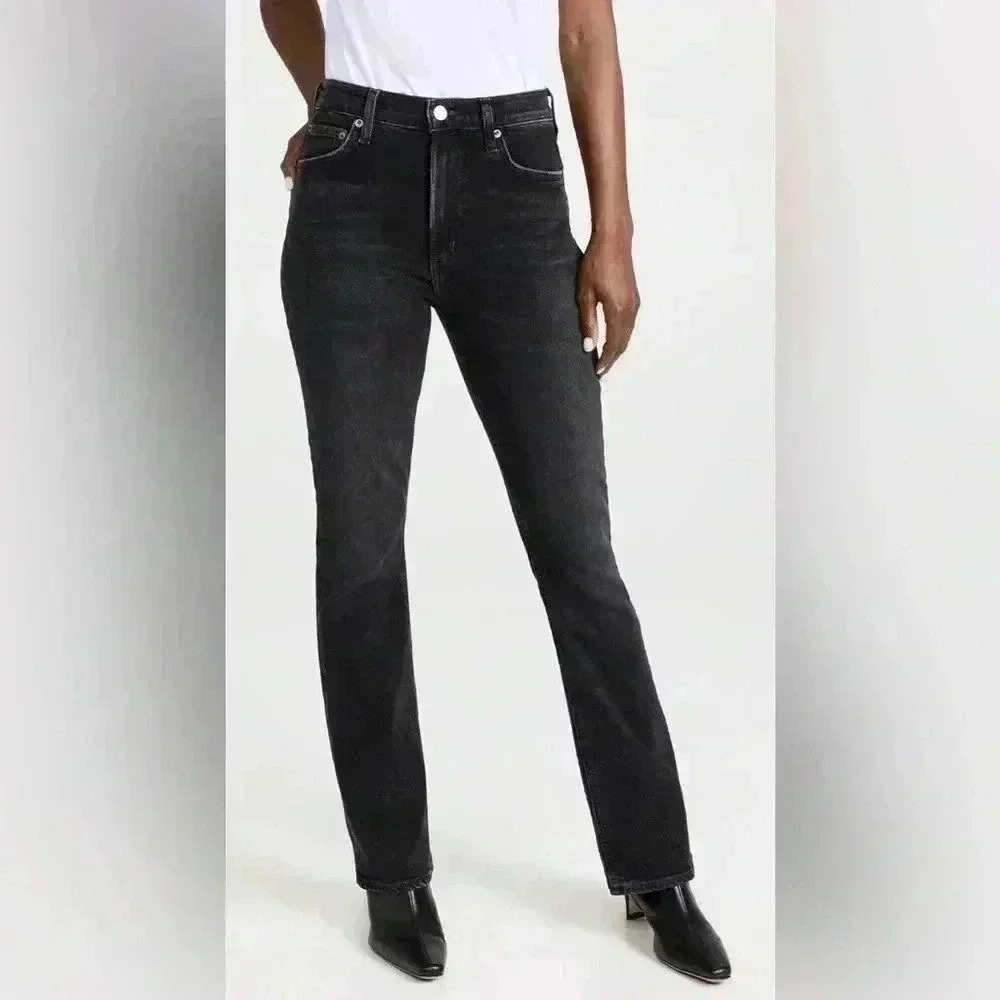 Agolde Nico Boot High Rise Slim Jeans Black Size 25